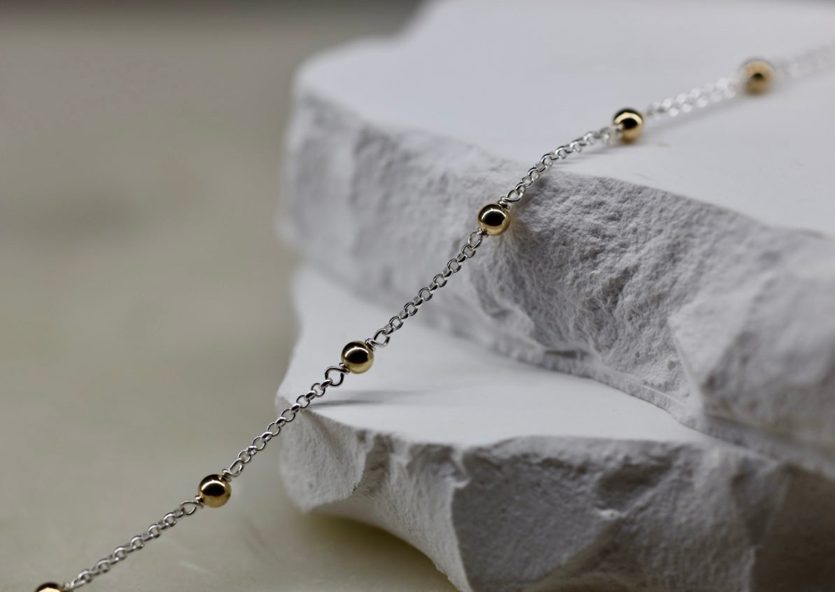 Mixed Metal Bead Chain with Gold Bead