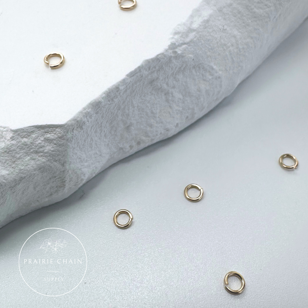 14K Gold-Filled Open Jump Rings | Jewelry Making & Permanent Jewelry Connectors (Pack of 100)