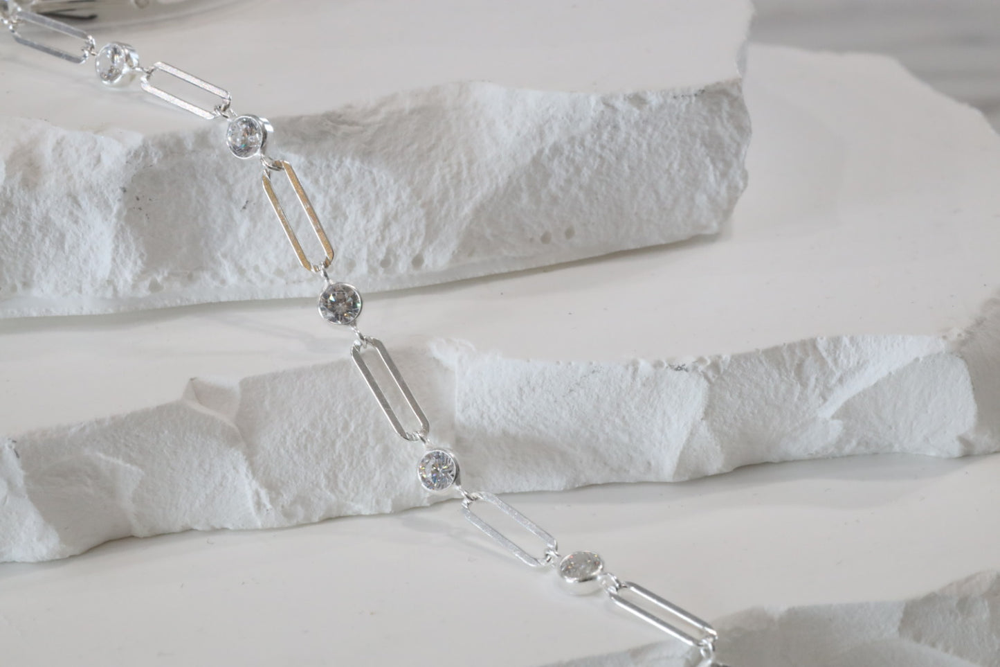 Sterling Silver Paperclip with 4mm Benzel Zircon