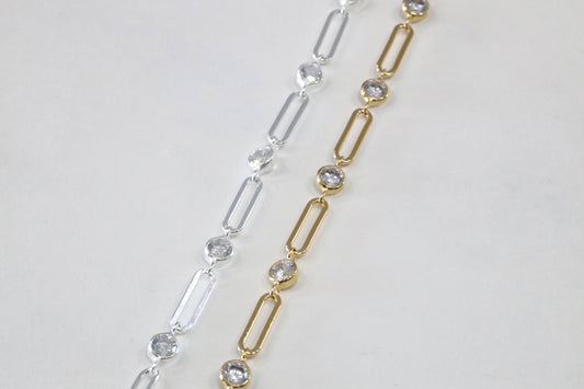 Sterling Silver Paperclip with 4mm Benzel Zircon