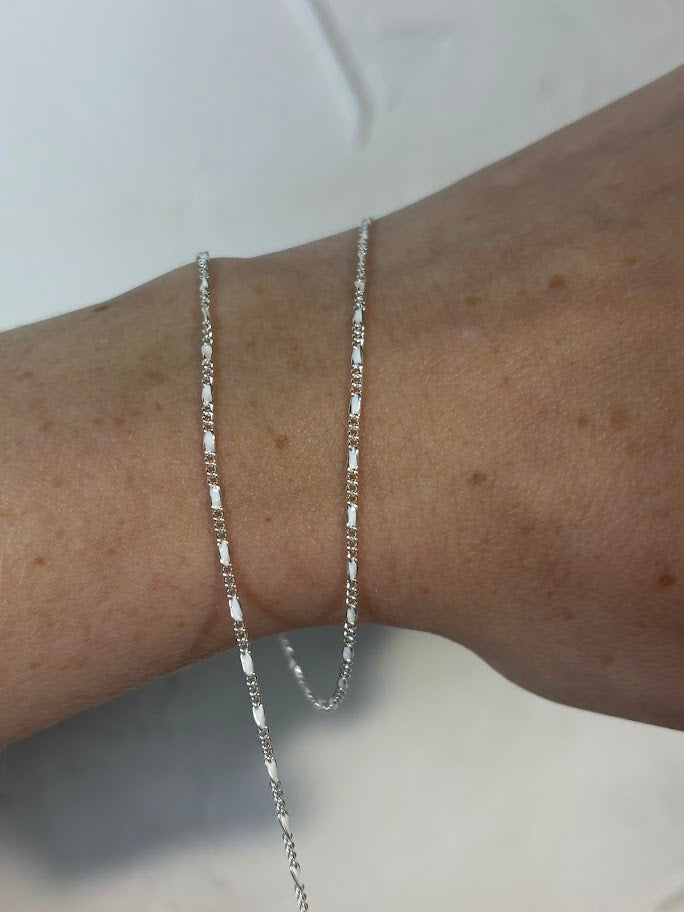 Sterling Silver Figaro with White Enamel