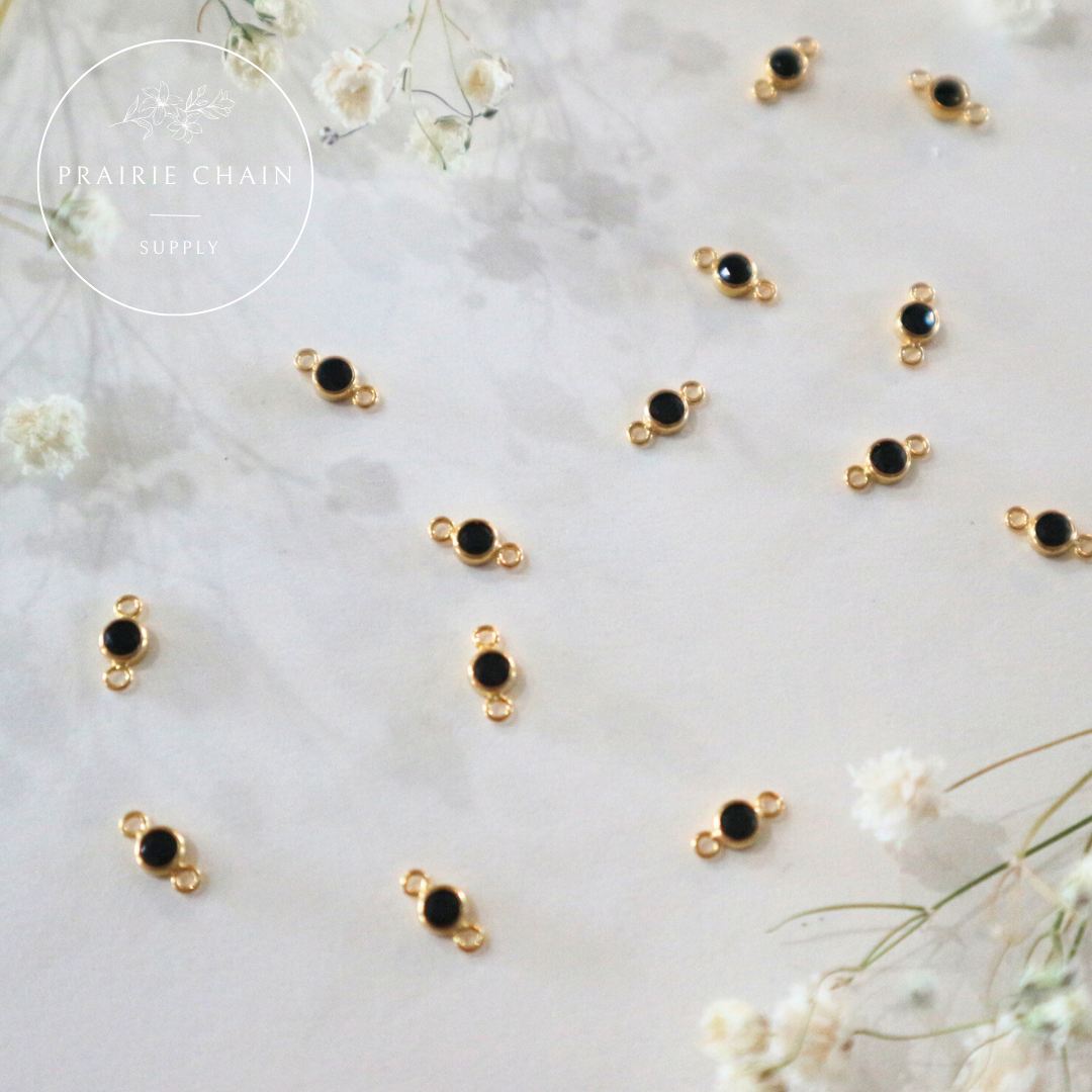 3mm AAA Cubic Zirconia Black Onyx Connectors