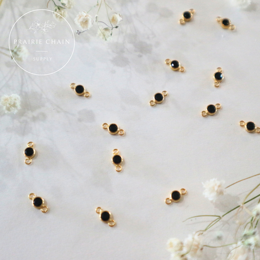 3mm AAA Cubic Zirconia Black Onyx Connectors