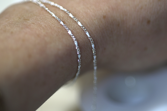 Sterling Silver Figaro with White Enamel