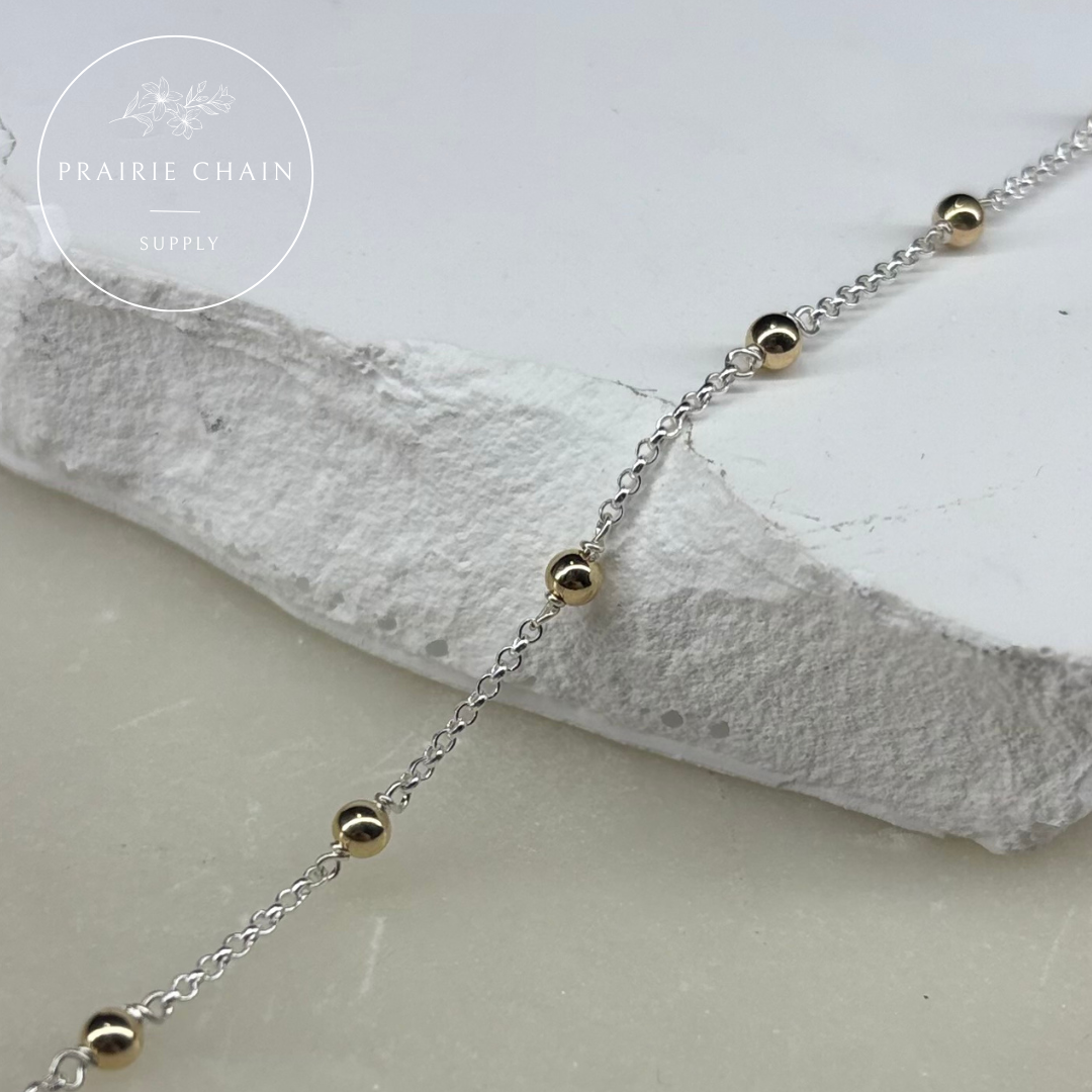 Mixed Metal Bead Chain with Gold Bead